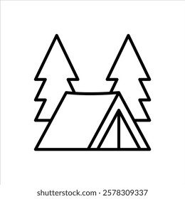 Tent Line Icons Design Elements Illustration