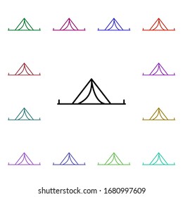 Tent line multi color style icon. Simple thin line, outline vector of camping icons for ui and ux, website or mobile application