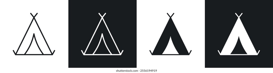 Tent linear icon set for app, and web design.