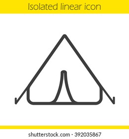 Tent linear icon. Thin line illustration. Tourist's camping equipment. Boyscout's outdoor shelter. Contour symbol. Tent logo concept. Vector isolated outline drawing