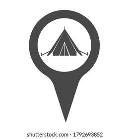 Tent Location Pin Icon - Vector Illustration