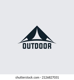 Diseño del logo de la tienda de senderismo. Ilustración simple del logotipo de la plantilla del icono del vector de tienda de caminatas