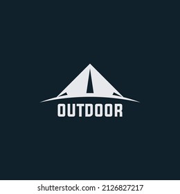 Wanderzelt Logo Design. Einfache Illustration des Wanderzelt-Vektorsymbol-Vorlagensymbol