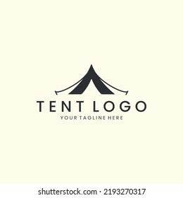 tent logo with vintage and emblem vector illustration icon template design