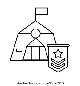 tent military force with medal vector illustration design