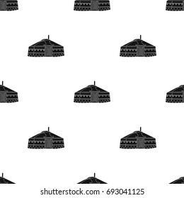 Tent in the Mongolian patterns.Mongolian tent.Housing the ancient Mongols.Mongolia single icon in black style vector symbol stock illustration.