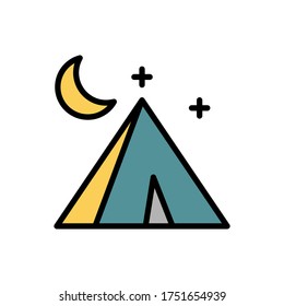 Tent, moon icon. Simple color with outline vector elements of camping icons for ui and ux, website or mobile application