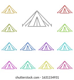 Tent multi color icon. Simple thin line, outline vector of adventure for ui and ux, website or mobile application