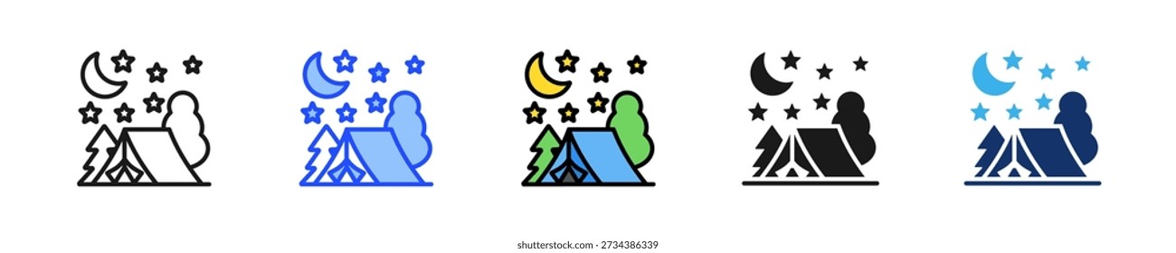 Tent Night Icon Collection With Multiple Styles