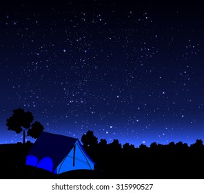 tent on a background of night sky
