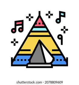tent on music festival color icon vector. tent on music festival sign. isolated symbol illustration