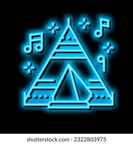 tent on music festival neon light sign vector. tent on music festival illustration
