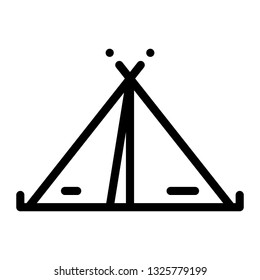 tent, outline black style, traveling icon illustration