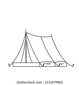 Tent outline icon. Simple linear sketch vector illustration of tent for hiking and traveling