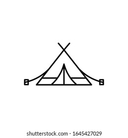 Tent with outline icon with vector