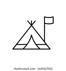 Zelte mit Umrisssymbol mit Vektorillustration