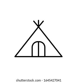 Tent with outline icon with vector