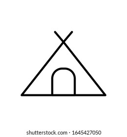Tent with outline icon with vector