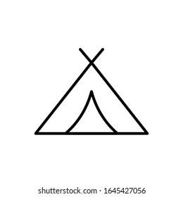 Tent with outline icon with vector