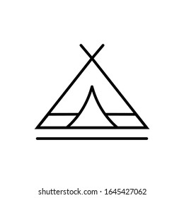 Tent with outline icon with vector