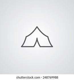 tent outline thin symbol, dark on white background, logo editable, creative template 