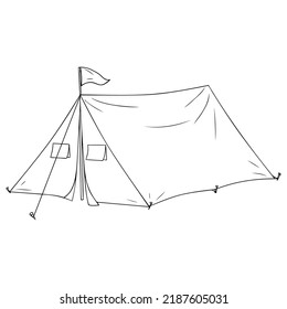 Tent Outline Vector Illustration,isolated On White Background,top View