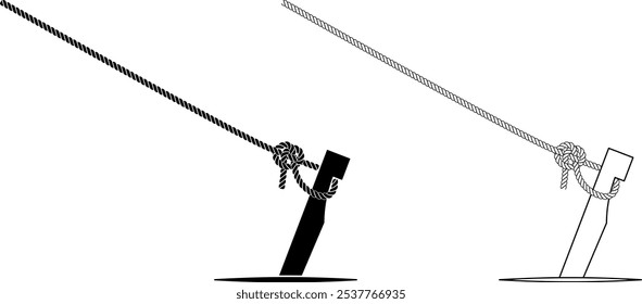 Tent peg with rope knot icon