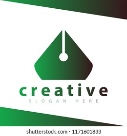Tent Pen Logo vector Template