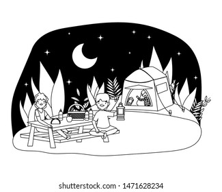 Tent and people vector design