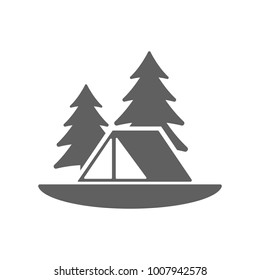 Tent with pine tree on land icon vector