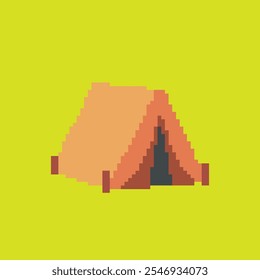 tent pixel art, vector illustration on isolated background.