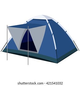 Tent, portable and compact device for tourism. The illustration on a white background.