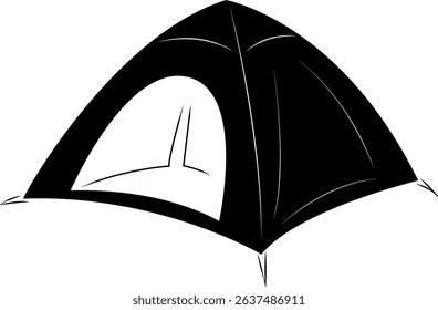 Tent a portable outdoor shelter. Protection from rain, wind and insects. The tent is compact easy to set up and transport. Adventures travel and life in nature. Camping equipment. Vector illustration.