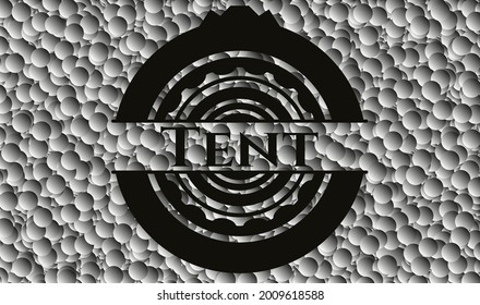 Tiende emblema negro realista con fondo de burbujas. Ilustración vectorial. Detallado. 