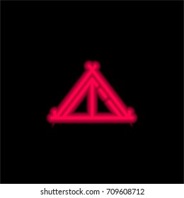 Tent red glowing neon ui ux icon. Glowing sign logo vector