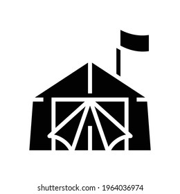 tent refugee glyph icon vector. tent refugee sign. isolated contour symbol black illustration