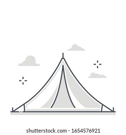 Tent related color line vector icon, illustration. The icon is about camping, mobile, outdoor, activity. The composition is infinitely scalable.