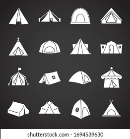 Tent related icons set on background for graphic and web design. Creative illustration concept symbol for web or mobile app.