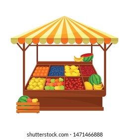 Tent For The Sale Of Fruit. Vector Illustration On White Background.