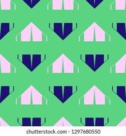 Tent seamless pattern - Hiking tourism background.