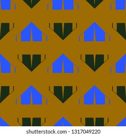 Tent seamless pattern - Hiking tourism background.
