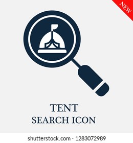 Tent search icon. Editable Tent search icon for web or mobile.