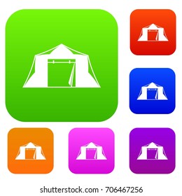 Tent set icon in different colors isolated vector illustration. Premium collection
