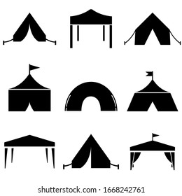 Tent set icon, logo isolated on white background