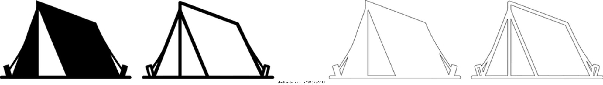Tent setup and assembly illustration with stages Editable