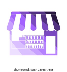 Tent Shop Icon. Flat Color Ladder Design. Vector Illustration.
