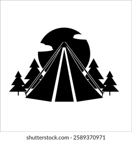 Tent silhouette vector design in the forest