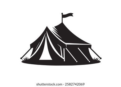 tent silhouette vector icon in white background