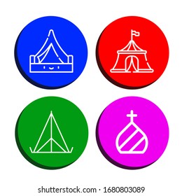 tent simple icons set. Contains such icons as Tent, Circus tent, Dome, can be used for web, mobile and logo