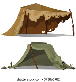 Tent of skins of wild animals. Vector.